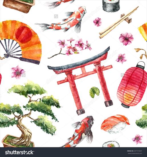 Japonia - stock-vector-watercolor-japan-pattern-seamless-texture-...nd-drawn-elements-torii-gate-bonsai-koi-fish-297191837.jpg