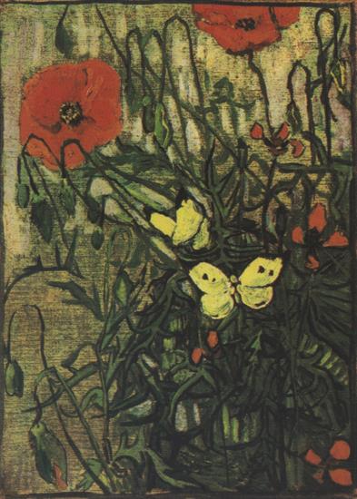 792 paintings 600dpi - 711. Poppy and Butterflies, Saint-Remy 1890.jpg