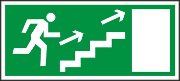 znaki ewakuacyjne - Kierunek do wyjścia drogi ewakuacyjnej schodami w górę.jpg