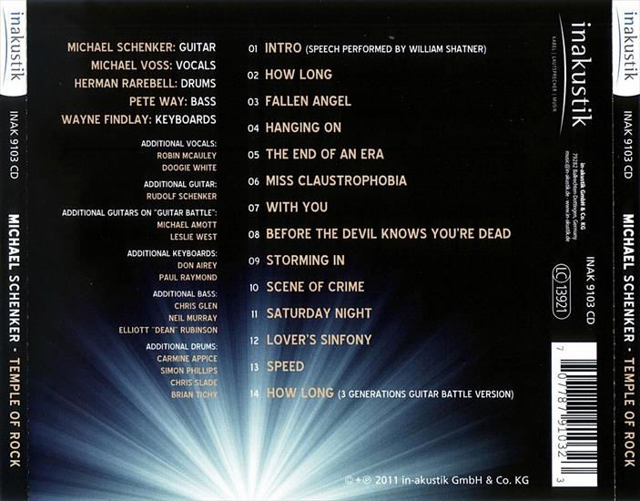 Michael Schenker Group - 2011  Temple Of Rock lucek583 - Album  Michael Schenker - Temple Of Rock back.jpg