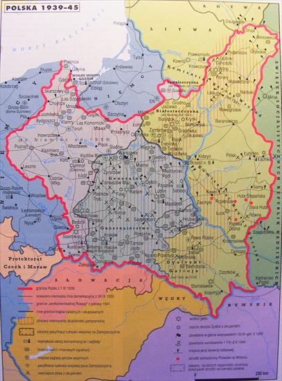 Mapy Historia Polski - Ziemie polskie w czasie II wojny światowej 1939-1945.jpg