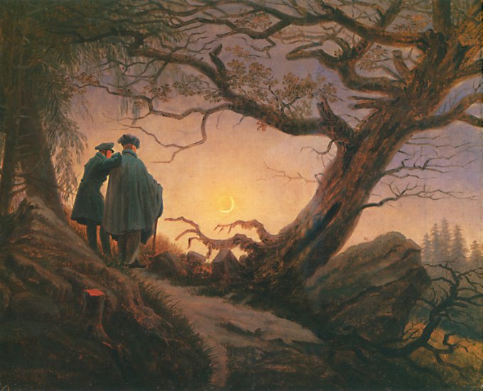 Friedrich Caspar ... - Deux Hommes contemplant la Lune  Huile sur toile...1820 35x44 cm Dresde, Gemldegalerie Neue Meister.jpg