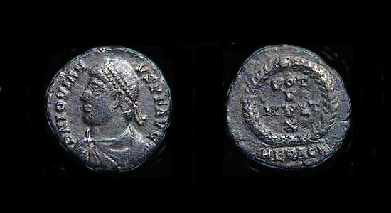 Rzym starożytny - numizmatyka rzymska - obrazy - ae3_Jowian. Rzymskie monety brązowe późnego cesarstwa.JPG