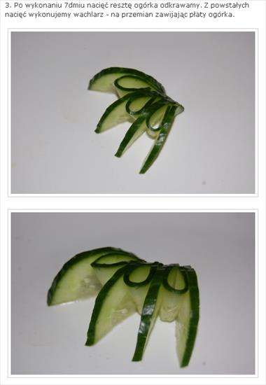 Dekoracje z warzyw - 03. dekorowanie potraw - zawijany wachlarz z ogórka.jpg