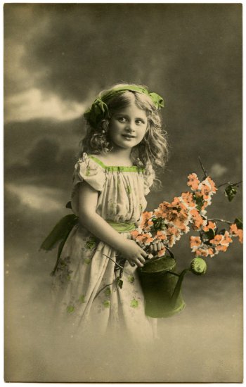 grafiki do transferu - Vintage-Photo-Flower-Girl-GraphicsFairy3.jpg